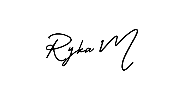 How to Draw Ryka M signature style? AmerikaSignatureDemo-Regular is a latest design signature styles for name Ryka M. Ryka M signature style 3 images and pictures png