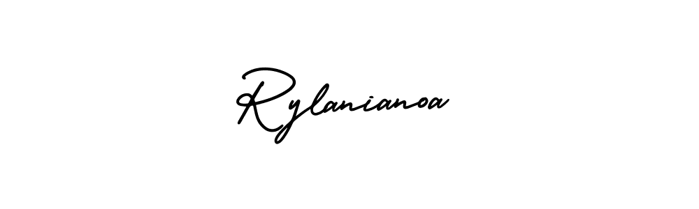 The best way (AmerikaSignatureDemo-Regular) to make a short signature is to pick only two or three words in your name. The name Rylanianoa include a total of six letters. For converting this name. Rylanianoa signature style 3 images and pictures png