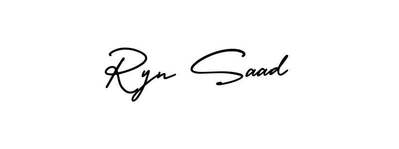 The best way (AmerikaSignatureDemo-Regular) to make a short signature is to pick only two or three words in your name. The name Ryn Saad include a total of six letters. For converting this name. Ryn Saad signature style 3 images and pictures png