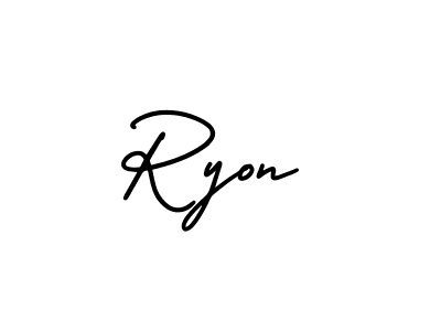 The best way (AmerikaSignatureDemo-Regular) to make a short signature is to pick only two or three words in your name. The name Ryon include a total of six letters. For converting this name. Ryon signature style 3 images and pictures png