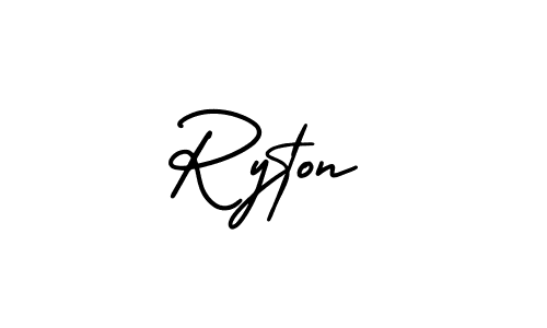 Use a signature maker to create a handwritten signature online. With this signature software, you can design (AmerikaSignatureDemo-Regular) your own signature for name Ryton. Ryton signature style 3 images and pictures png
