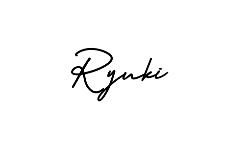 Ryuki stylish signature style. Best Handwritten Sign (AmerikaSignatureDemo-Regular) for my name. Handwritten Signature Collection Ideas for my name Ryuki. Ryuki signature style 3 images and pictures png