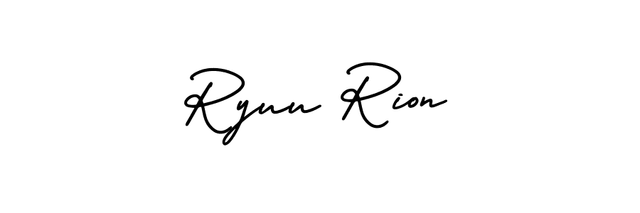 This is the best signature style for the Ryuu Rion name. Also you like these signature font (AmerikaSignatureDemo-Regular). Mix name signature. Ryuu Rion signature style 3 images and pictures png