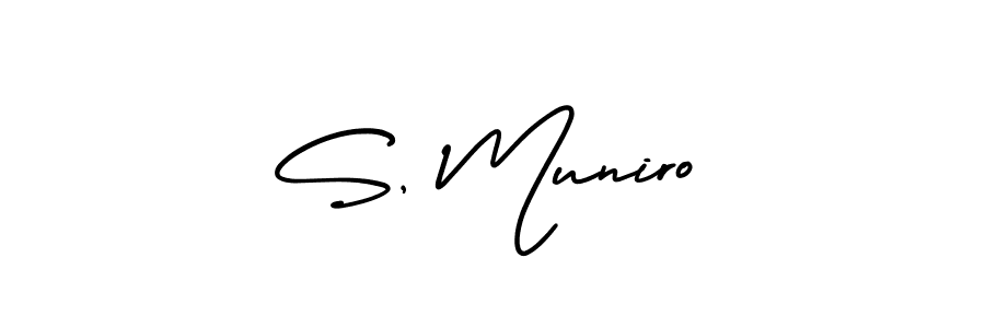 Similarly AmerikaSignatureDemo-Regular is the best handwritten signature design. Signature creator online .You can use it as an online autograph creator for name S, Muniro. S, Muniro signature style 3 images and pictures png