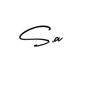 How to make S,a signature? AmerikaSignatureDemo-Regular is a professional autograph style. Create handwritten signature for S,a name. S,a signature style 3 images and pictures png