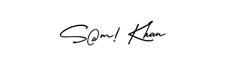 You should practise on your own different ways (AmerikaSignatureDemo-Regular) to write your name (S@m! Khan) in signature. don't let someone else do it for you. S@m! Khan signature style 3 images and pictures png