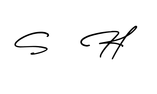 Create a beautiful signature design for name S   H. With this signature (AmerikaSignatureDemo-Regular) fonts, you can make a handwritten signature for free. S   H signature style 3 images and pictures png