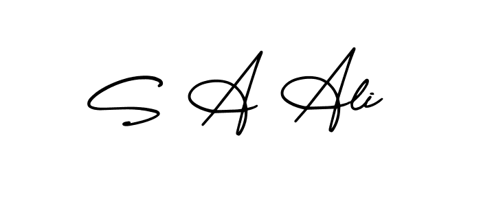 The best way (AmerikaSignatureDemo-Regular) to make a short signature is to pick only two or three words in your name. The name S A Ali include a total of six letters. For converting this name. S A Ali signature style 3 images and pictures png