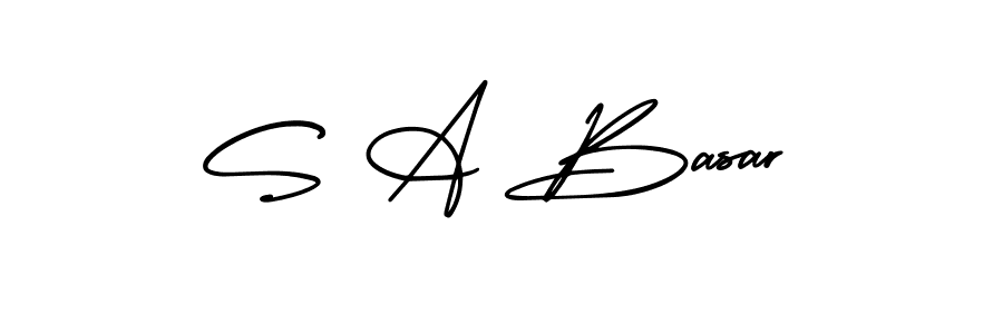 The best way (AmerikaSignatureDemo-Regular) to make a short signature is to pick only two or three words in your name. The name S A Basar include a total of six letters. For converting this name. S A Basar signature style 3 images and pictures png