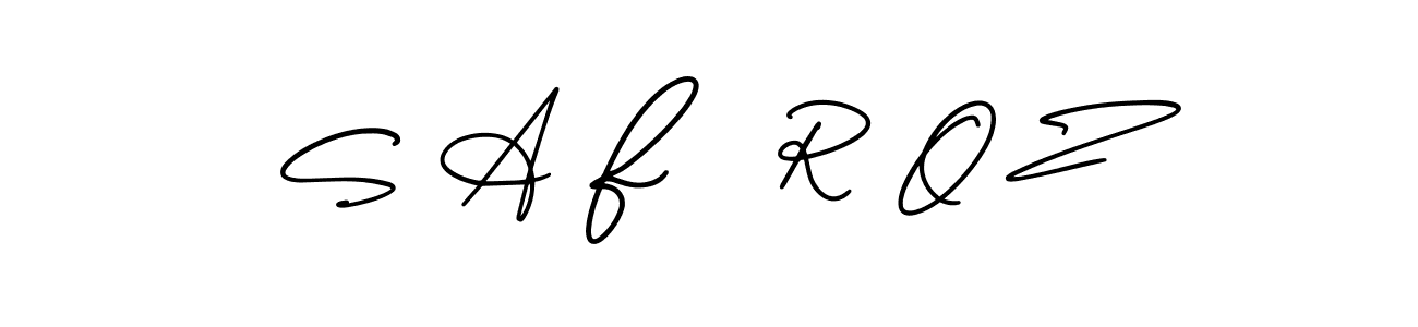 The best way (AmerikaSignatureDemo-Regular) to make a short signature is to pick only two or three words in your name. The name S A F   R O Z include a total of six letters. For converting this name. S A F   R O Z signature style 3 images and pictures png