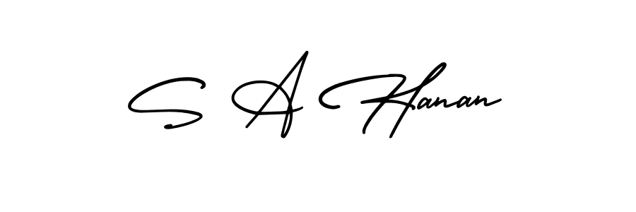 Make a beautiful signature design for name S A Hanan. With this signature (AmerikaSignatureDemo-Regular) style, you can create a handwritten signature for free. S A Hanan signature style 3 images and pictures png