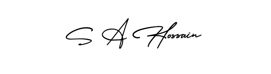 The best way (AmerikaSignatureDemo-Regular) to make a short signature is to pick only two or three words in your name. The name S A Hossain include a total of six letters. For converting this name. S A Hossain signature style 3 images and pictures png