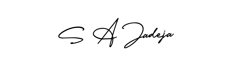 Similarly AmerikaSignatureDemo-Regular is the best handwritten signature design. Signature creator online .You can use it as an online autograph creator for name S A Jadeja. S A Jadeja signature style 3 images and pictures png