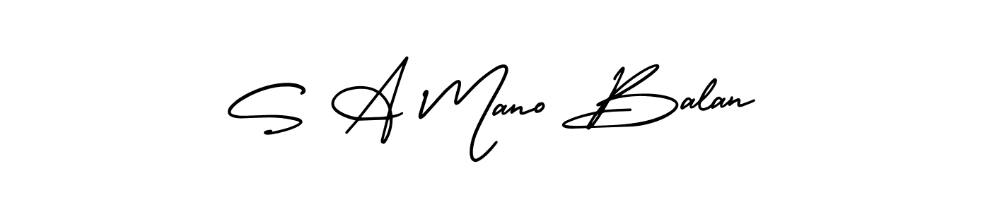 The best way (AmerikaSignatureDemo-Regular) to make a short signature is to pick only two or three words in your name. The name S A Mano Balan include a total of six letters. For converting this name. S A Mano Balan signature style 3 images and pictures png