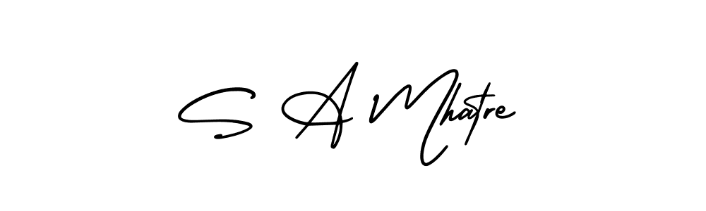 How to make S A Mhatre name signature. Use AmerikaSignatureDemo-Regular style for creating short signs online. This is the latest handwritten sign. S A Mhatre signature style 3 images and pictures png