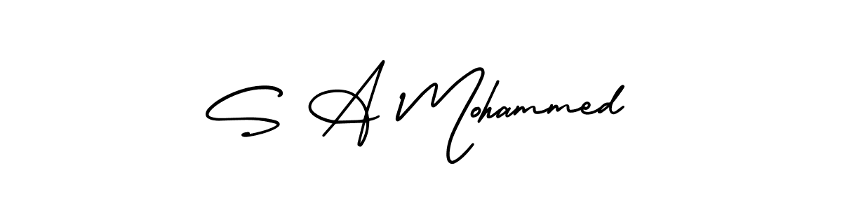 How to make S A Mohammed name signature. Use AmerikaSignatureDemo-Regular style for creating short signs online. This is the latest handwritten sign. S A Mohammed signature style 3 images and pictures png
