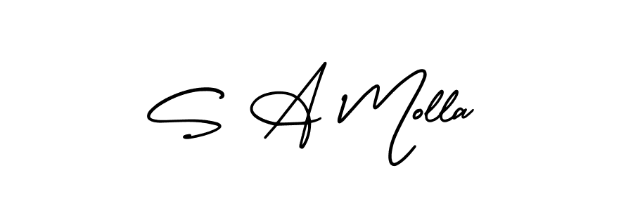 Create a beautiful signature design for name S A Molla. With this signature (AmerikaSignatureDemo-Regular) fonts, you can make a handwritten signature for free. S A Molla signature style 3 images and pictures png