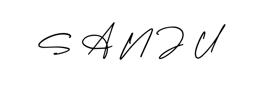 Design your own signature with our free online signature maker. With this signature software, you can create a handwritten (AmerikaSignatureDemo-Regular) signature for name S A N J U. S A N J U signature style 3 images and pictures png