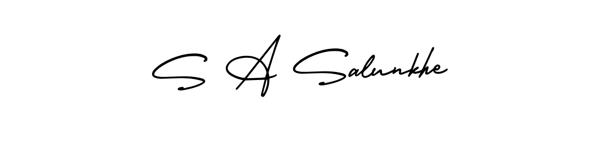 How to make S A Salunkhe name signature. Use AmerikaSignatureDemo-Regular style for creating short signs online. This is the latest handwritten sign. S A Salunkhe signature style 3 images and pictures png