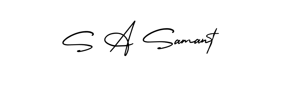 Use a signature maker to create a handwritten signature online. With this signature software, you can design (AmerikaSignatureDemo-Regular) your own signature for name S A Samant. S A Samant signature style 3 images and pictures png