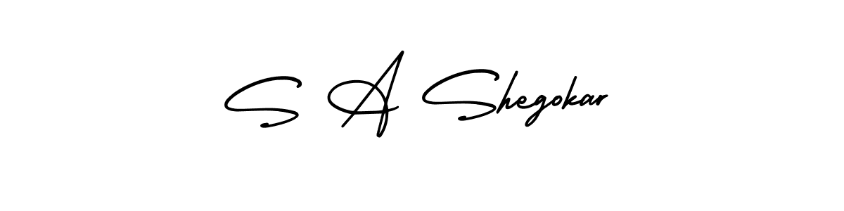 The best way (AmerikaSignatureDemo-Regular) to make a short signature is to pick only two or three words in your name. The name S A Shegokar include a total of six letters. For converting this name. S A Shegokar signature style 3 images and pictures png