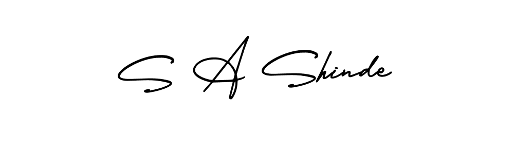 How to make S A Shinde name signature. Use AmerikaSignatureDemo-Regular style for creating short signs online. This is the latest handwritten sign. S A Shinde signature style 3 images and pictures png