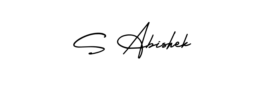 You should practise on your own different ways (AmerikaSignatureDemo-Regular) to write your name (S Abishek) in signature. don't let someone else do it for you. S Abishek signature style 3 images and pictures png