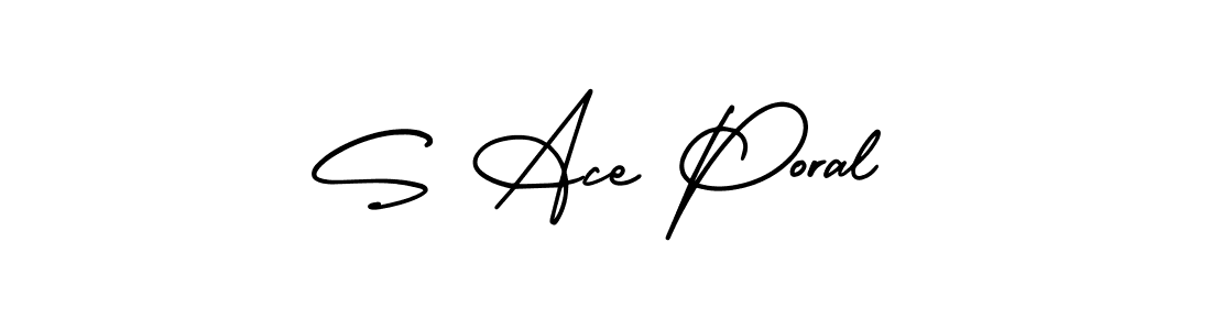 How to make S Ace Poral name signature. Use AmerikaSignatureDemo-Regular style for creating short signs online. This is the latest handwritten sign. S Ace Poral signature style 3 images and pictures png