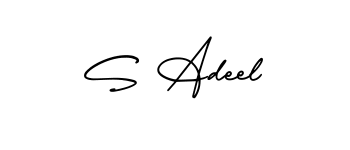 You should practise on your own different ways (AmerikaSignatureDemo-Regular) to write your name (S Adeel) in signature. don't let someone else do it for you. S Adeel signature style 3 images and pictures png