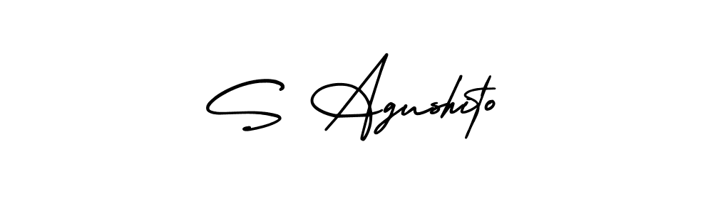 Use a signature maker to create a handwritten signature online. With this signature software, you can design (AmerikaSignatureDemo-Regular) your own signature for name S Agushito. S Agushito signature style 3 images and pictures png
