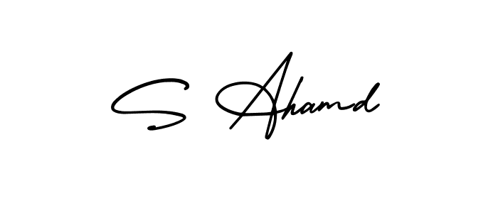 Also You can easily find your signature by using the search form. We will create S Ahamd name handwritten signature images for you free of cost using AmerikaSignatureDemo-Regular sign style. S Ahamd signature style 3 images and pictures png