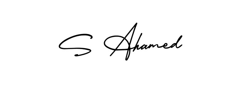 You should practise on your own different ways (AmerikaSignatureDemo-Regular) to write your name (S Ahamed) in signature. don't let someone else do it for you. S Ahamed signature style 3 images and pictures png