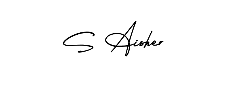 Use a signature maker to create a handwritten signature online. With this signature software, you can design (AmerikaSignatureDemo-Regular) your own signature for name S Aisher. S Aisher signature style 3 images and pictures png