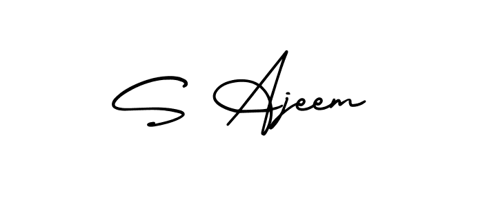 Use a signature maker to create a handwritten signature online. With this signature software, you can design (AmerikaSignatureDemo-Regular) your own signature for name S Ajeem. S Ajeem signature style 3 images and pictures png