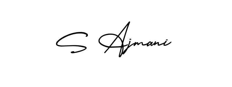 if you are searching for the best signature style for your name S Ajmani. so please give up your signature search. here we have designed multiple signature styles  using AmerikaSignatureDemo-Regular. S Ajmani signature style 3 images and pictures png