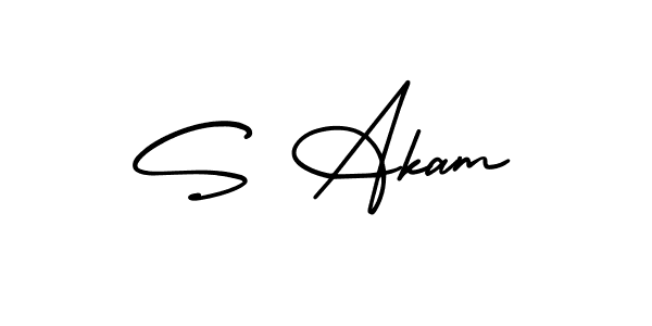 How to make S Akam name signature. Use AmerikaSignatureDemo-Regular style for creating short signs online. This is the latest handwritten sign. S Akam signature style 3 images and pictures png