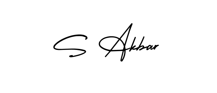 Use a signature maker to create a handwritten signature online. With this signature software, you can design (AmerikaSignatureDemo-Regular) your own signature for name S Akbar. S Akbar signature style 3 images and pictures png