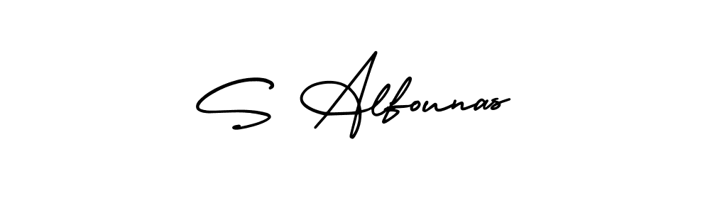 This is the best signature style for the S Alfounas name. Also you like these signature font (AmerikaSignatureDemo-Regular). Mix name signature. S Alfounas signature style 3 images and pictures png