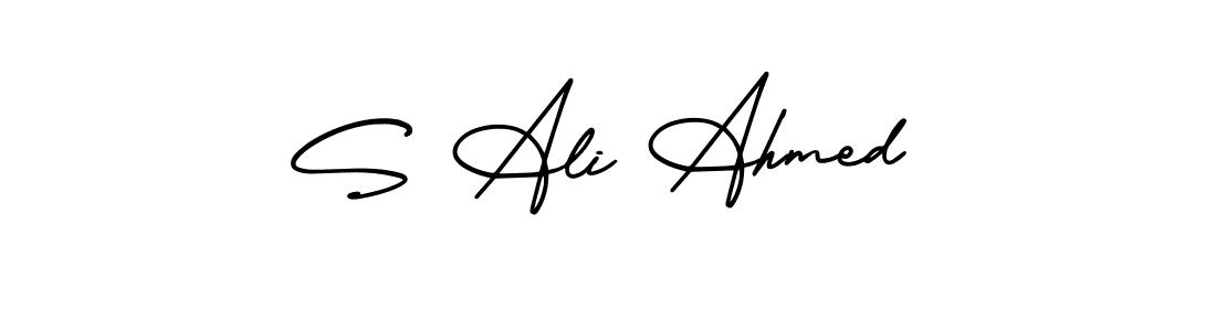 This is the best signature style for the S Ali Ahmed name. Also you like these signature font (AmerikaSignatureDemo-Regular). Mix name signature. S Ali Ahmed signature style 3 images and pictures png