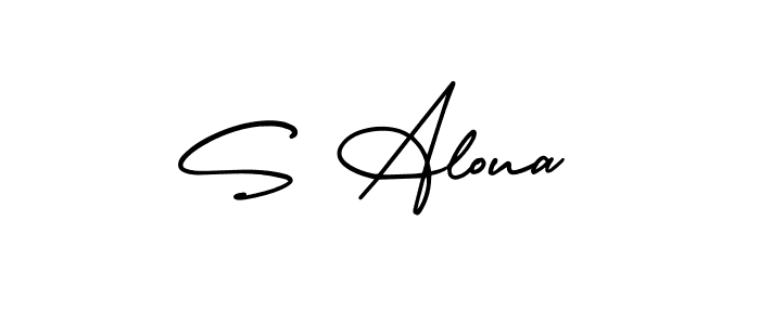 Make a beautiful signature design for name S Aloua. With this signature (AmerikaSignatureDemo-Regular) style, you can create a handwritten signature for free. S Aloua signature style 3 images and pictures png