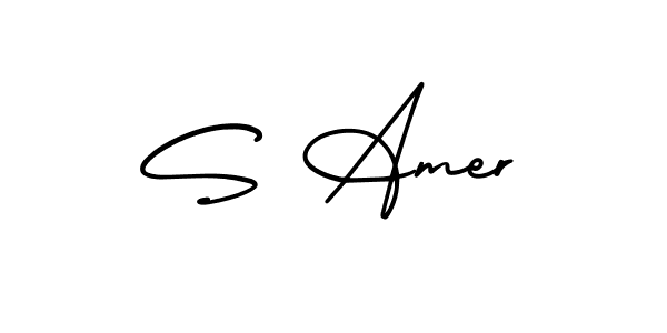 Create a beautiful signature design for name S Amer. With this signature (AmerikaSignatureDemo-Regular) fonts, you can make a handwritten signature for free. S Amer signature style 3 images and pictures png