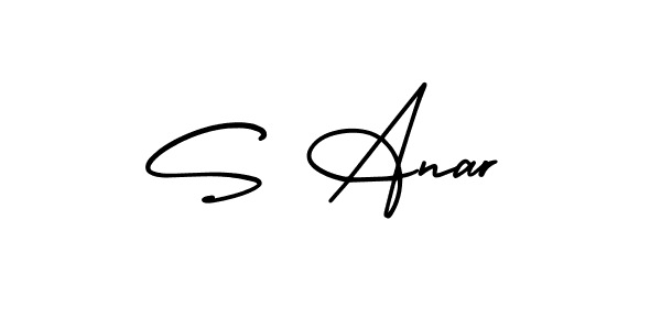 You should practise on your own different ways (AmerikaSignatureDemo-Regular) to write your name (S Anar) in signature. don't let someone else do it for you. S Anar signature style 3 images and pictures png