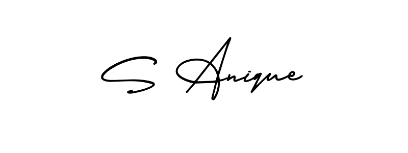 How to make S Anique name signature. Use AmerikaSignatureDemo-Regular style for creating short signs online. This is the latest handwritten sign. S Anique signature style 3 images and pictures png