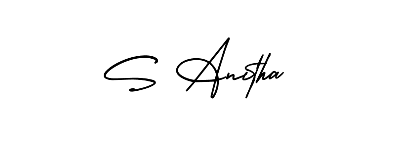 How to make S Anitha name signature. Use AmerikaSignatureDemo-Regular style for creating short signs online. This is the latest handwritten sign. S Anitha signature style 3 images and pictures png