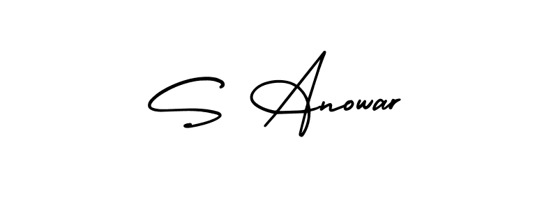 The best way (AmerikaSignatureDemo-Regular) to make a short signature is to pick only two or three words in your name. The name S Anowar include a total of six letters. For converting this name. S Anowar signature style 3 images and pictures png