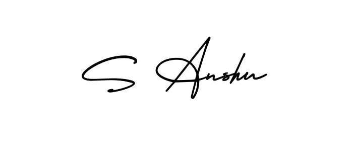 How to make S Anshu name signature. Use AmerikaSignatureDemo-Regular style for creating short signs online. This is the latest handwritten sign. S Anshu signature style 3 images and pictures png