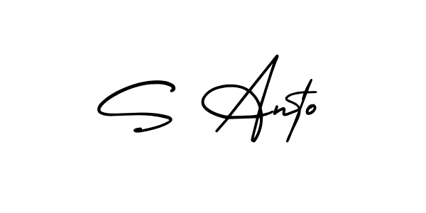 S Anto stylish signature style. Best Handwritten Sign (AmerikaSignatureDemo-Regular) for my name. Handwritten Signature Collection Ideas for my name S Anto. S Anto signature style 3 images and pictures png