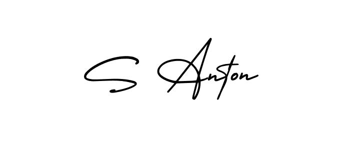 How to make S Anton name signature. Use AmerikaSignatureDemo-Regular style for creating short signs online. This is the latest handwritten sign. S Anton signature style 3 images and pictures png