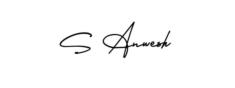 This is the best signature style for the S Anwesh name. Also you like these signature font (AmerikaSignatureDemo-Regular). Mix name signature. S Anwesh signature style 3 images and pictures png