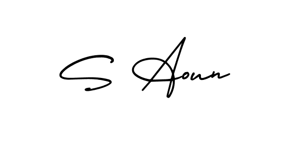 This is the best signature style for the S Aoun name. Also you like these signature font (AmerikaSignatureDemo-Regular). Mix name signature. S Aoun signature style 3 images and pictures png